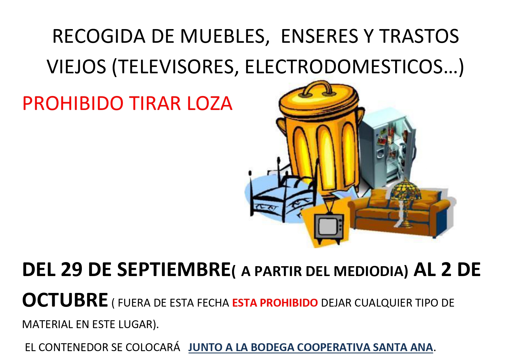 Recogida de muebles y enseres