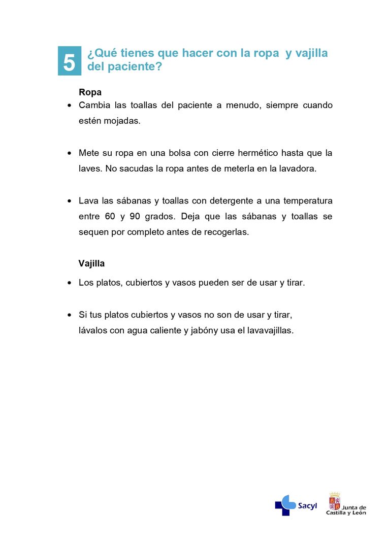 Información enfermos de coronavirus que estén en casa.