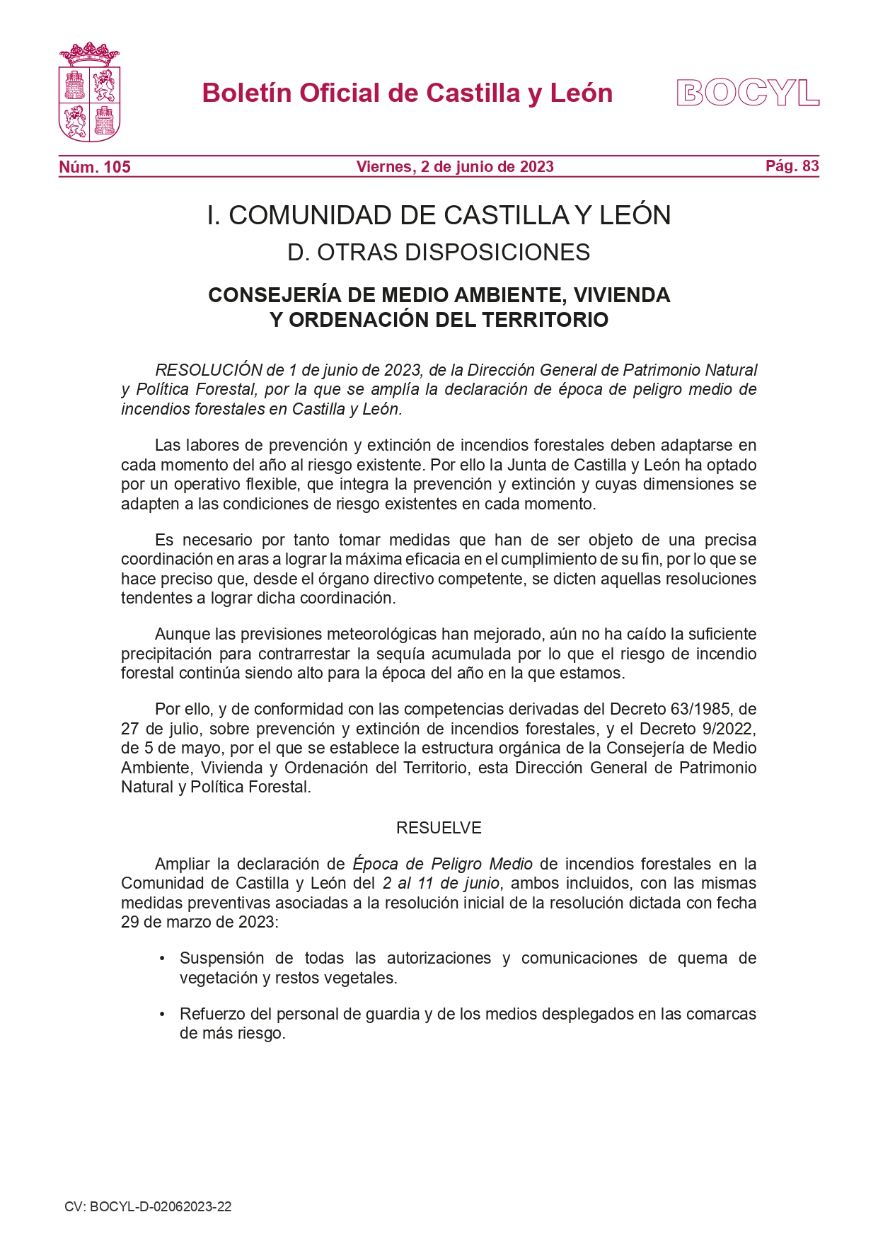 Ampiación periodo medio de incendios