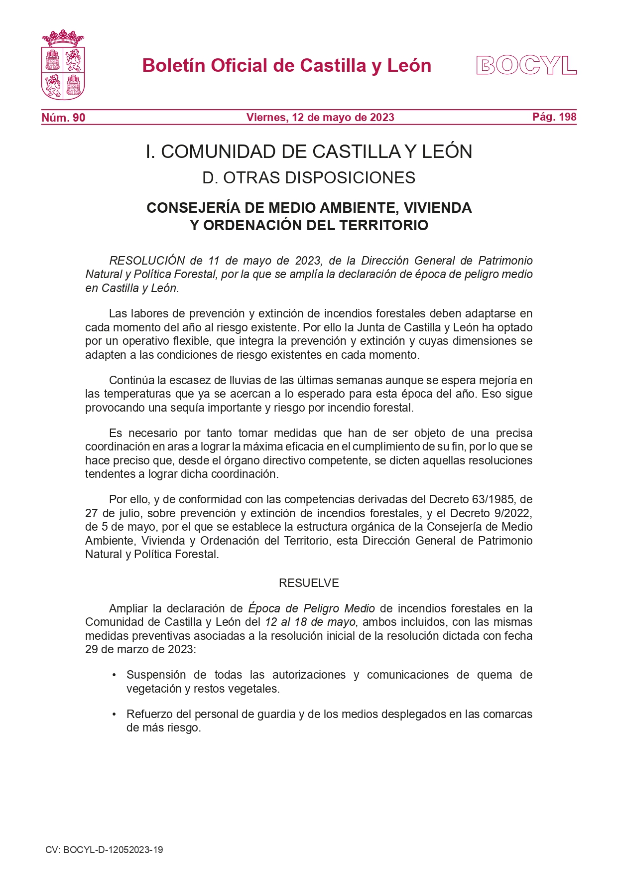 AMPLIACIÓN PERIODO MEDIO DE incendios